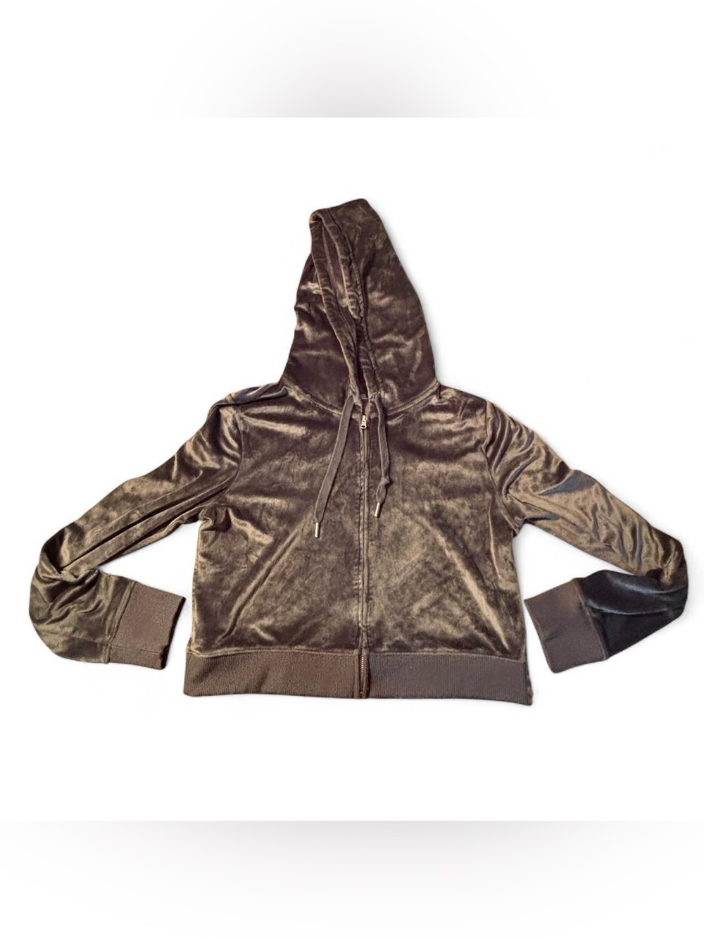 Aerie Cropped Velvet Hooded Zip Jacket